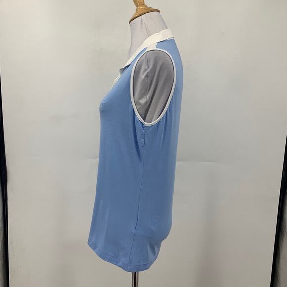 Golfino Polo Shirt Womens 10 Blue White Sleeveless Collared Performance Golf - Picture 4 of 11